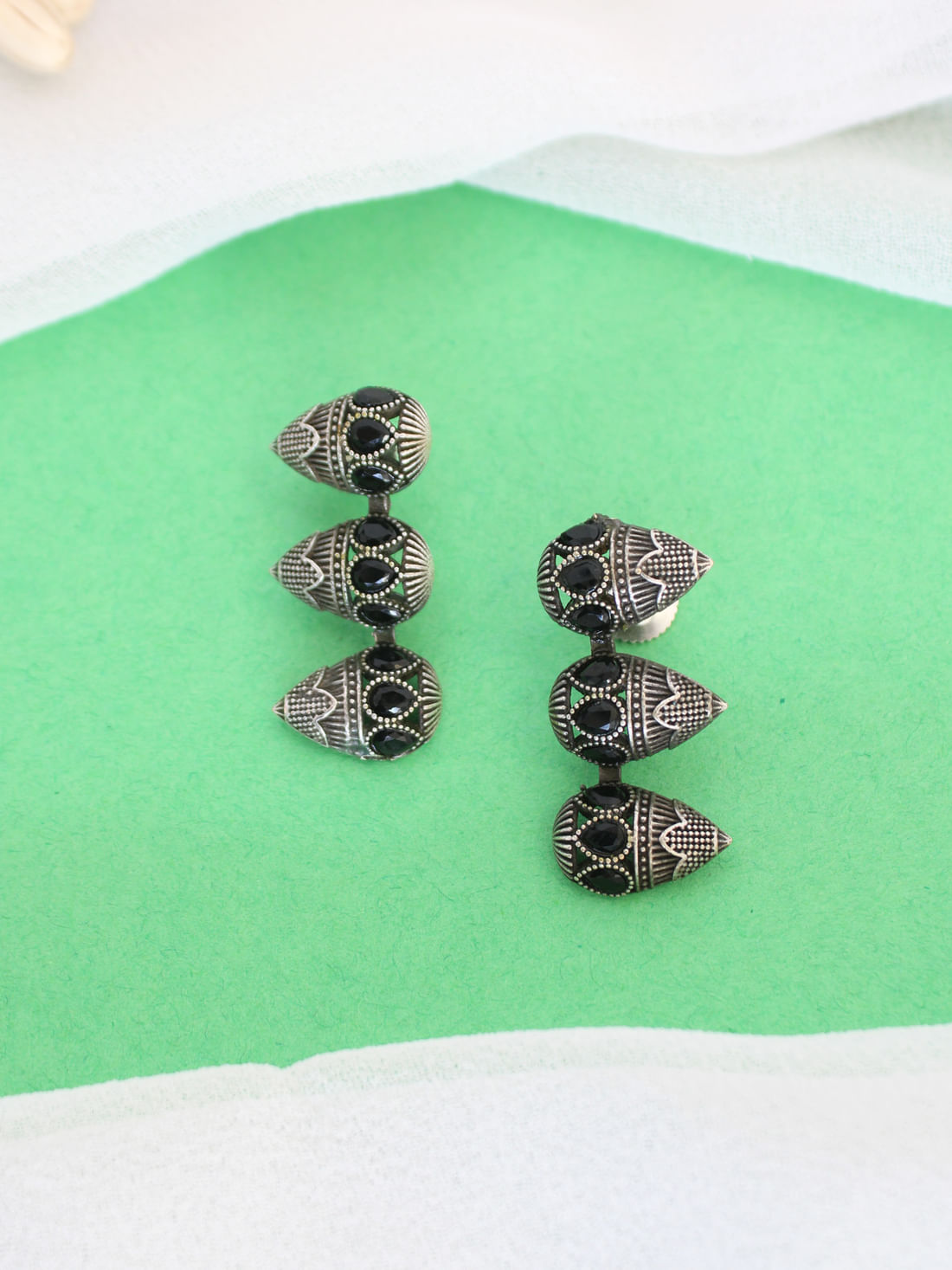 Black Color Oxidised Earrings