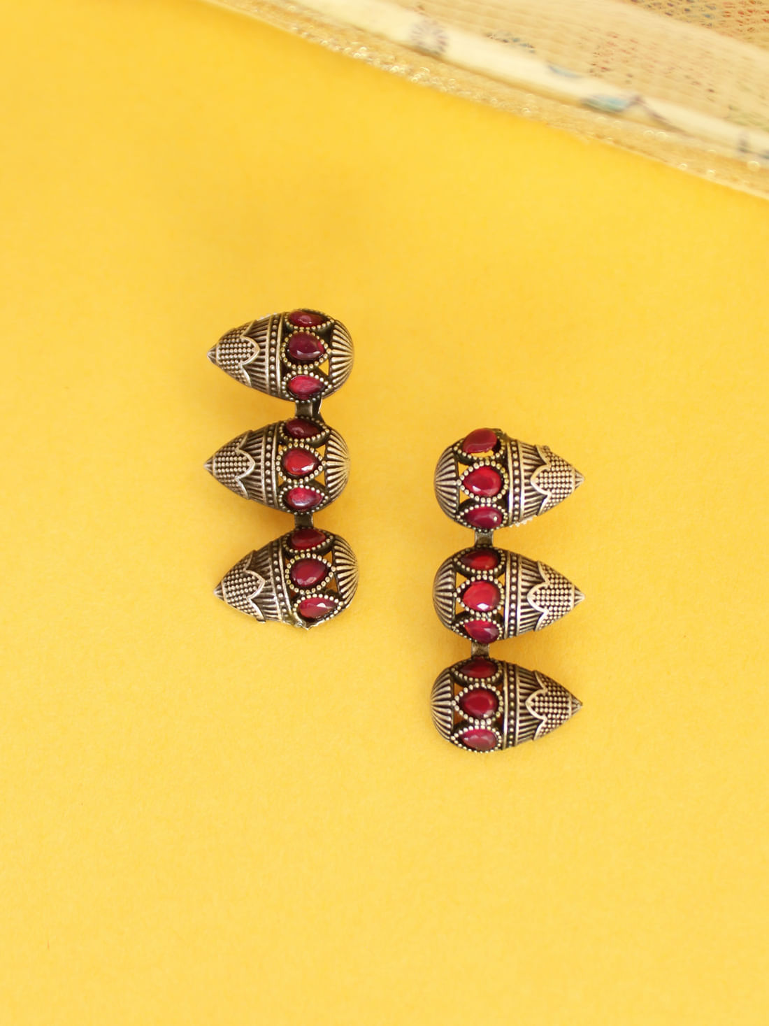 Pink Color Oxidised Earrings