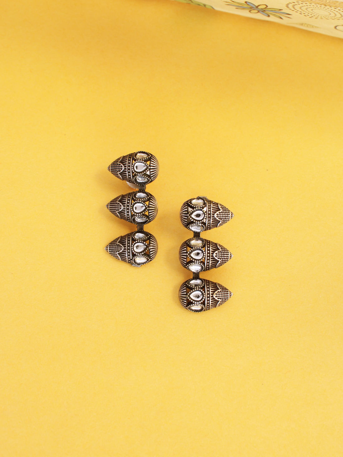 White Color Oxidised Earrings