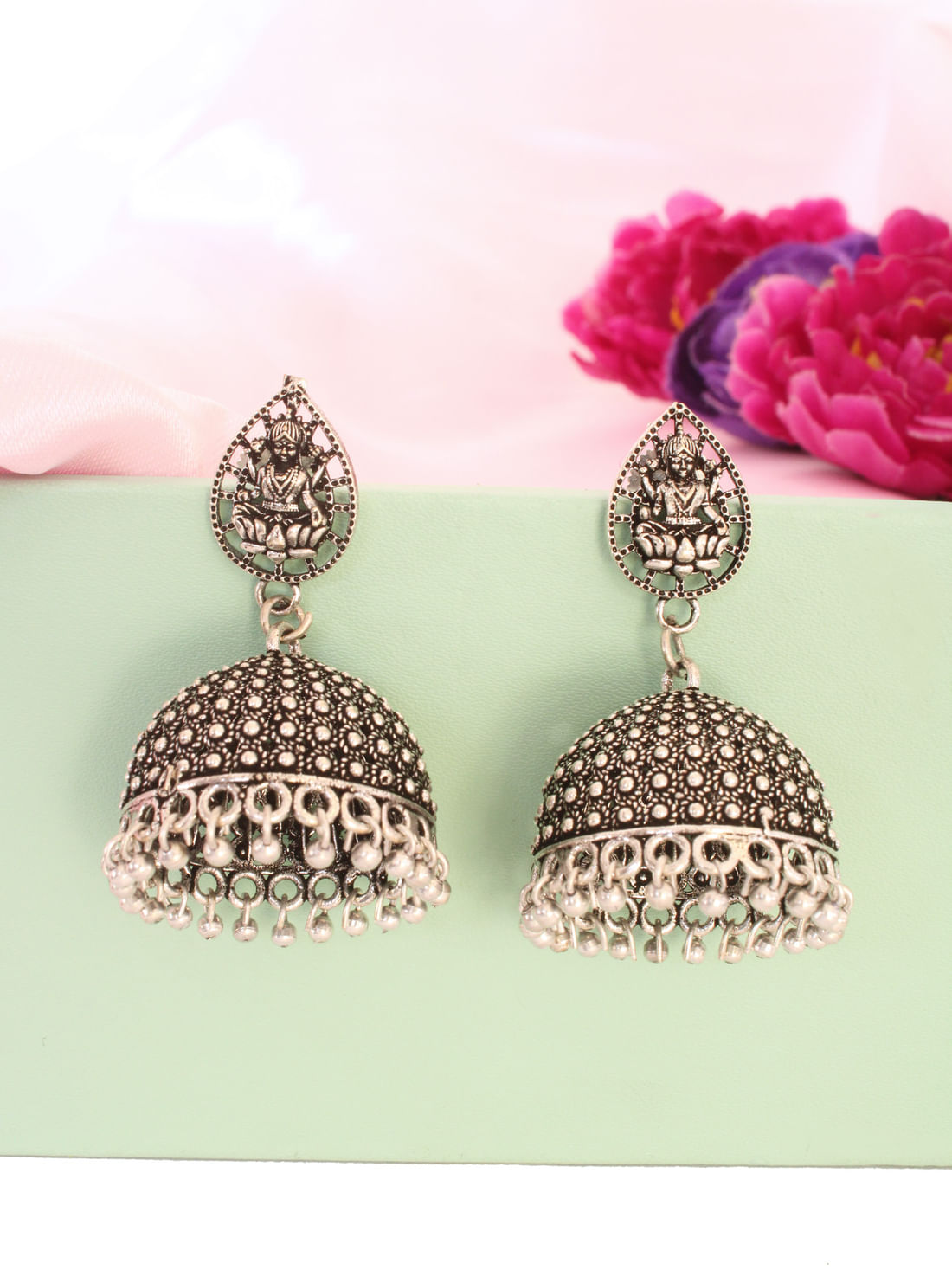 Silver Color Oxidised Earrings