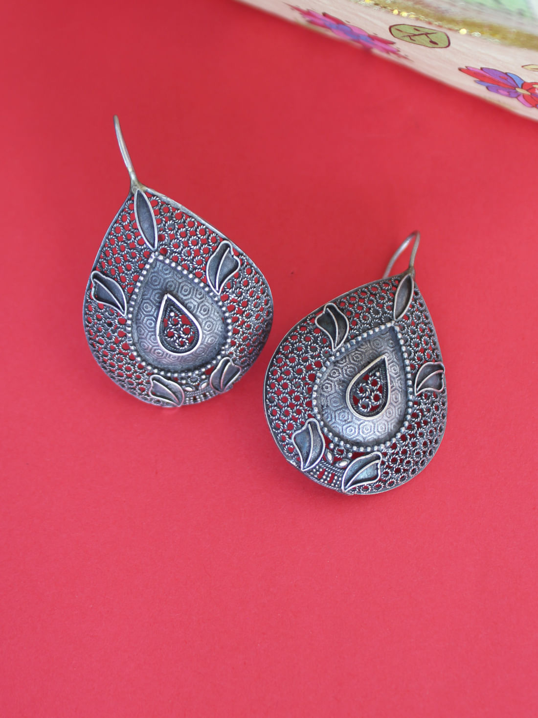 Black Color Oxidised Earrings