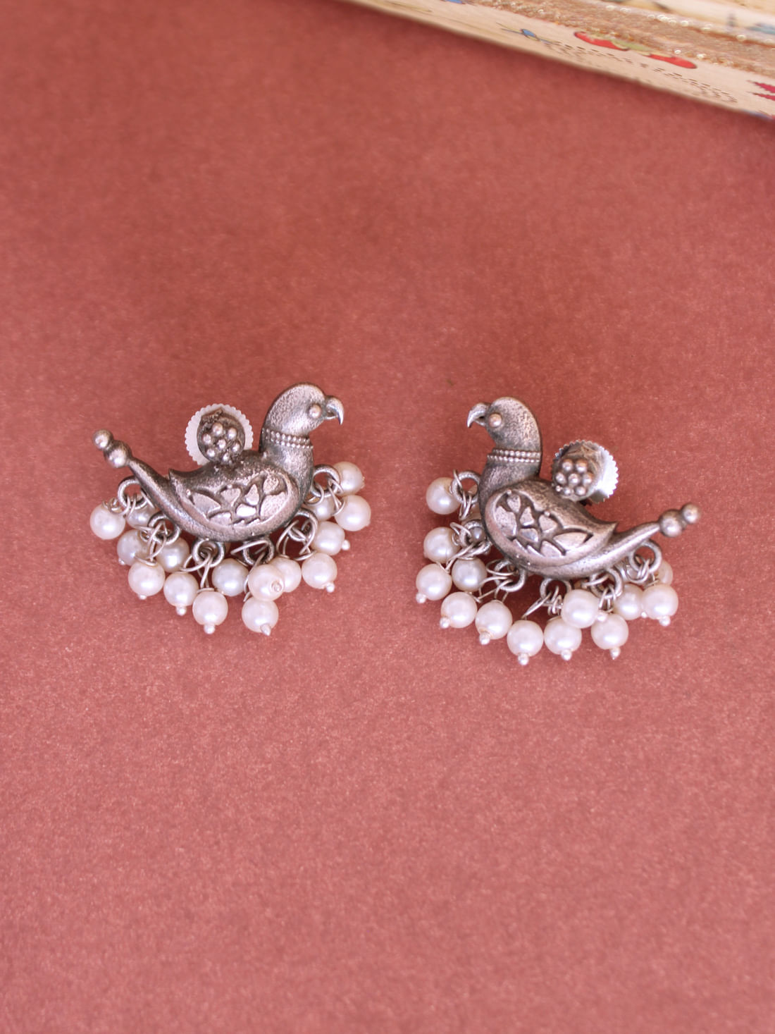Silver Color Oxidised Earrings
