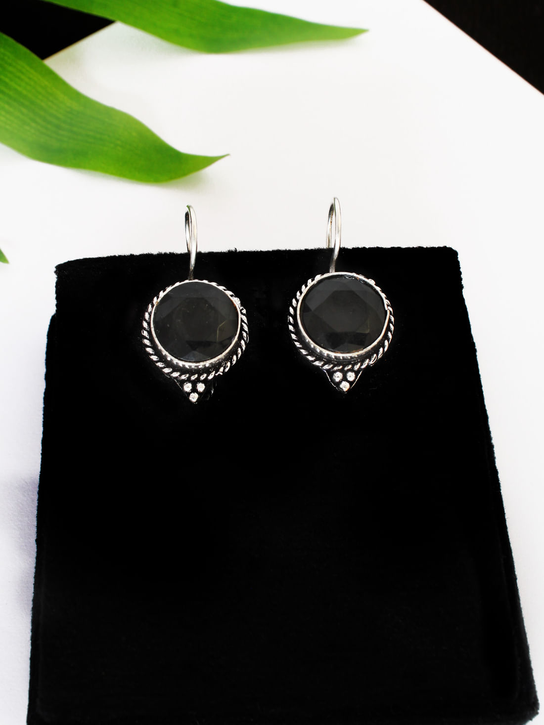 Black Color Oxidised Earrings