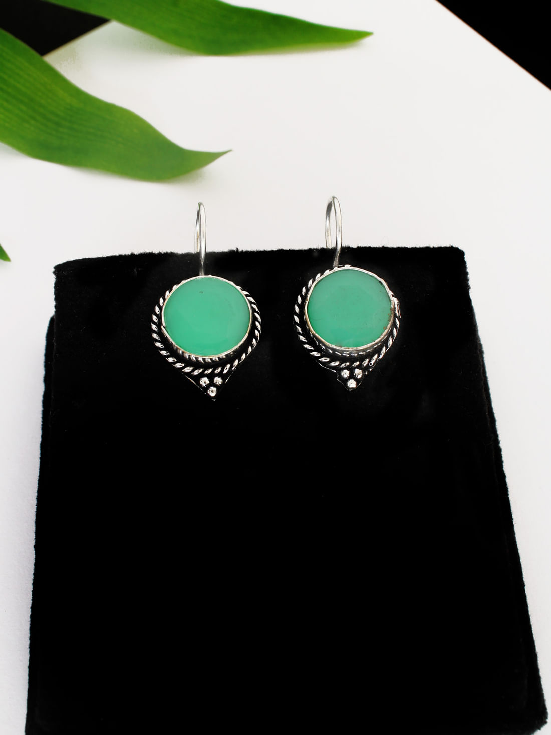Light Green Color Oxidised Earrings