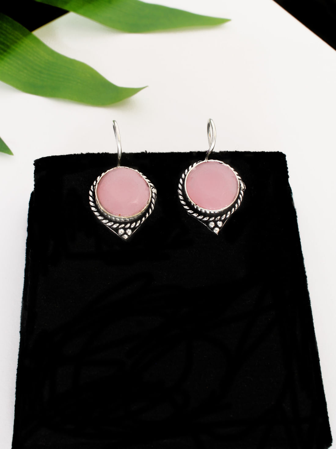 Light Pink Color Oxidised Earrings