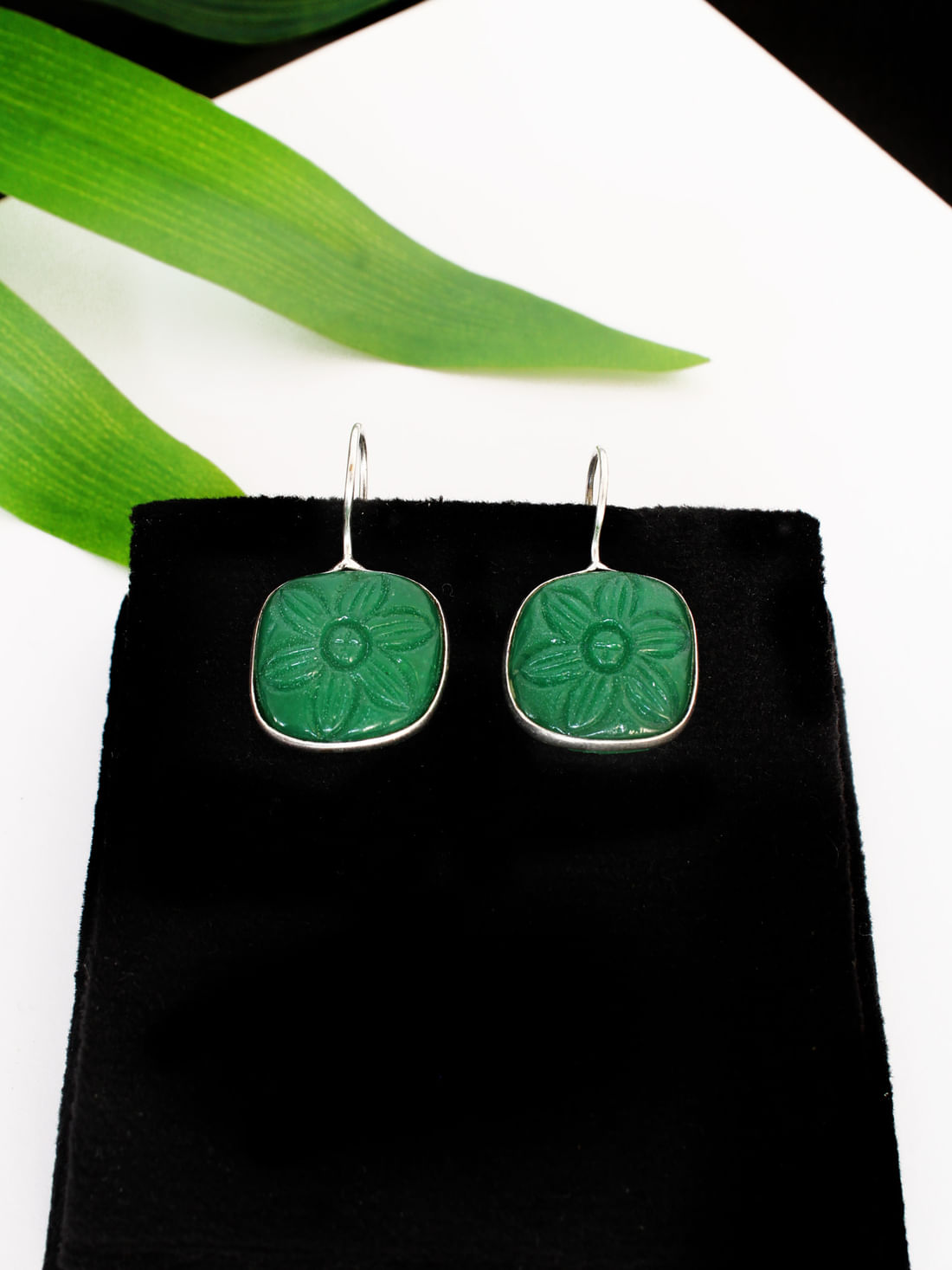 Green Color Oxidised Earrings