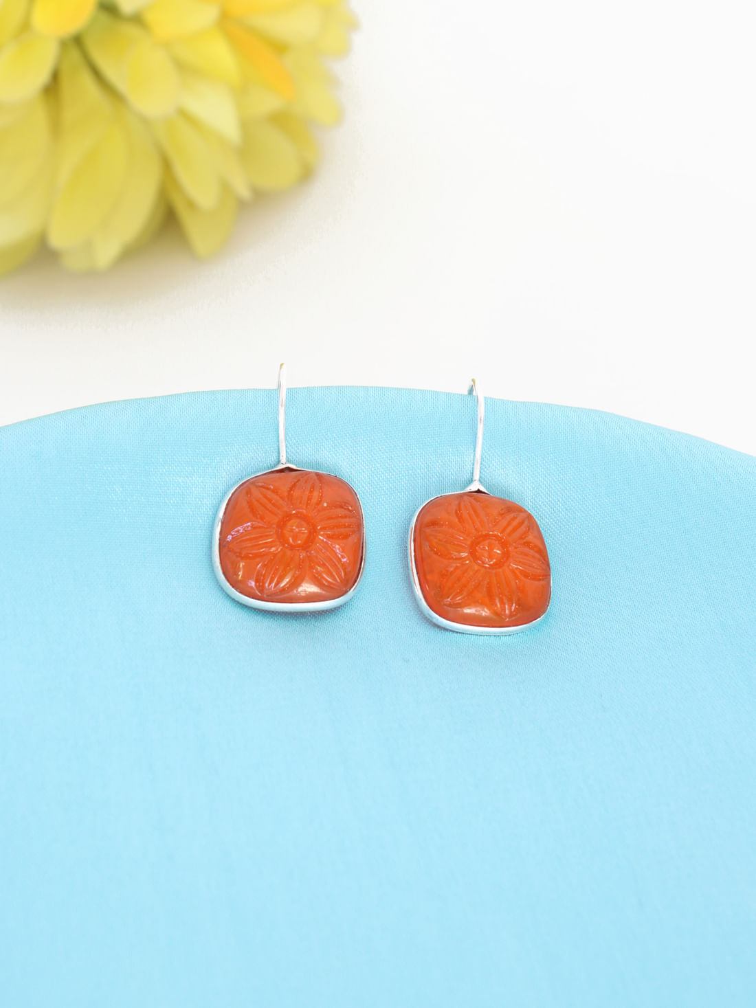Orange Color Oxidised Earrings