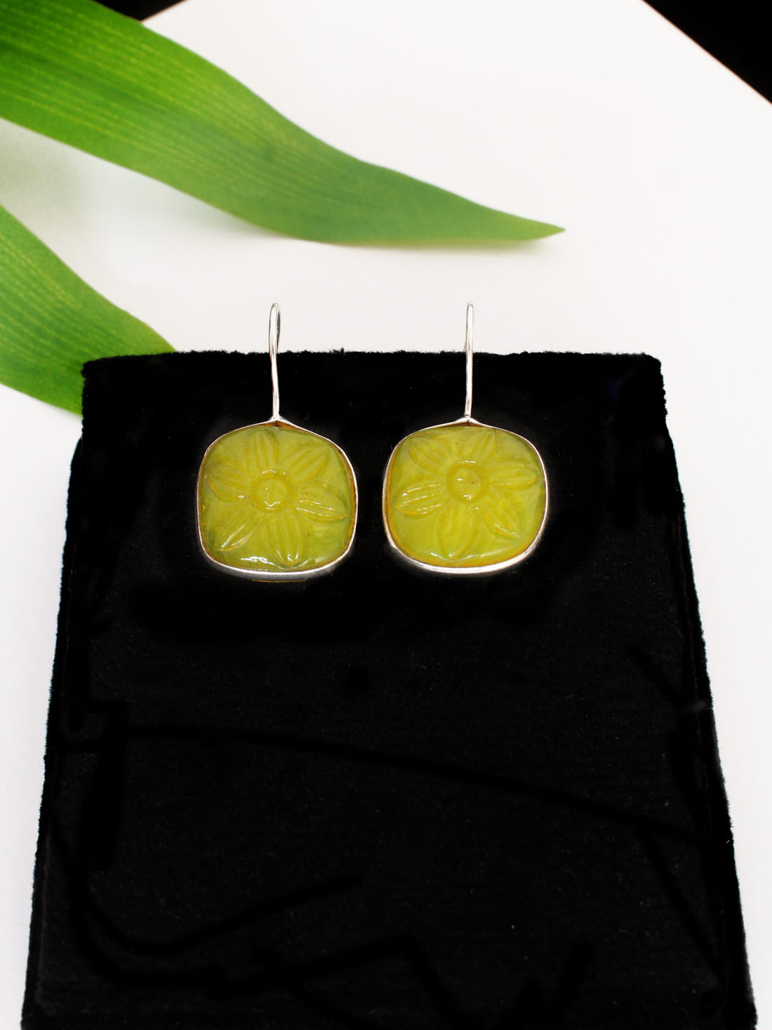 Yellow Color Oxidised Earrings