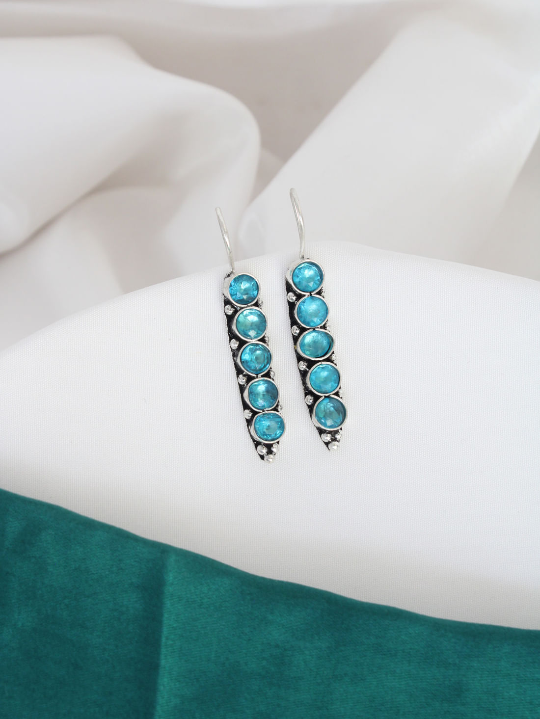 Light Blue Color Oxidised Earrings
