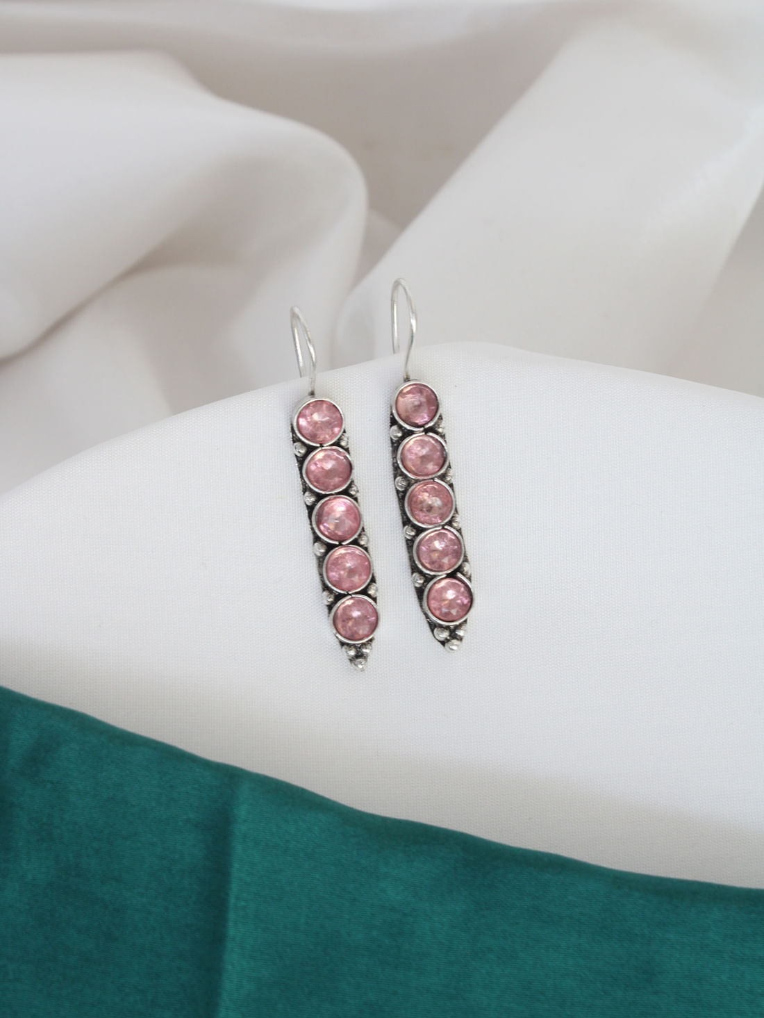 Pink Color Oxidised Earrings