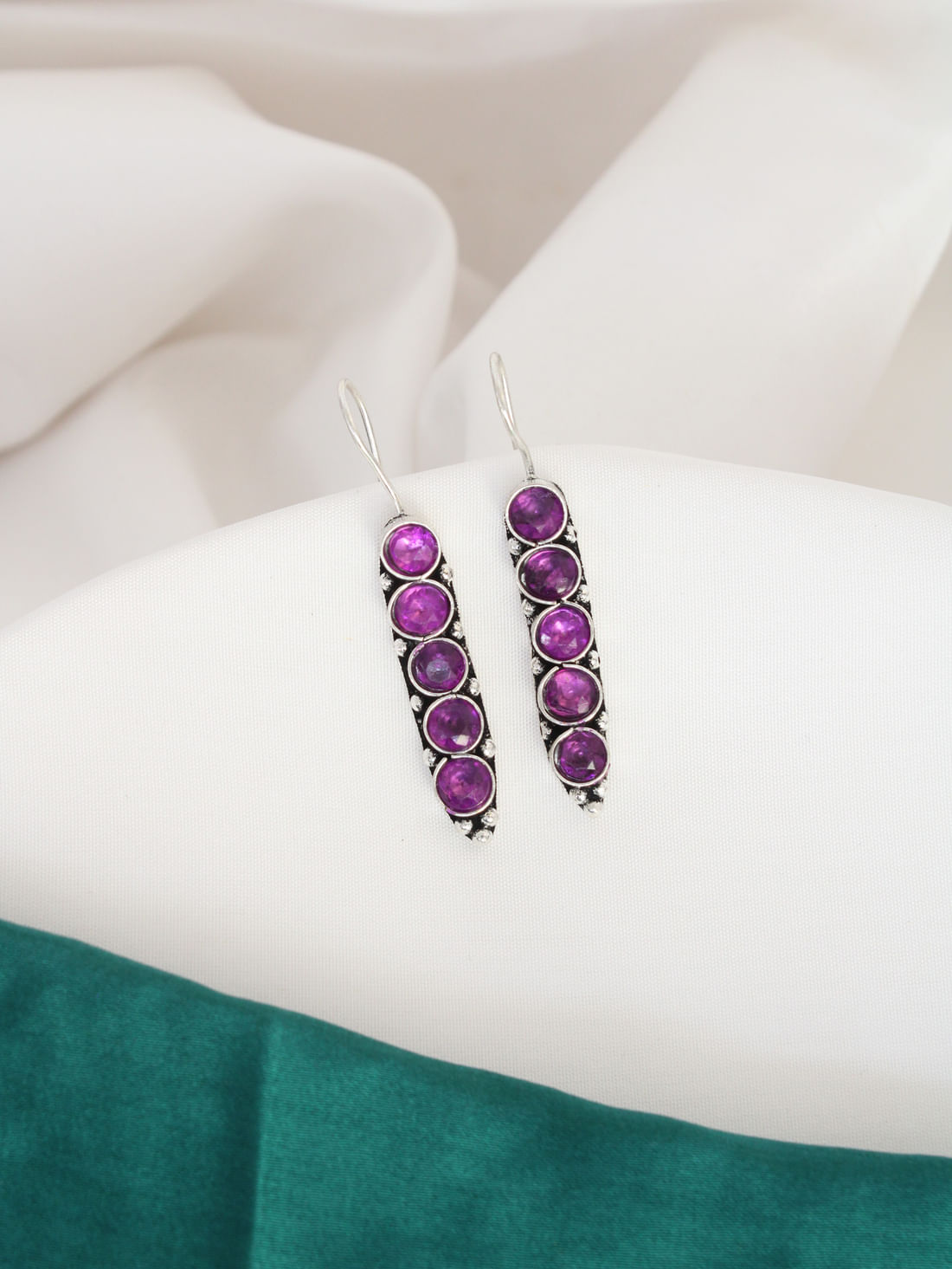 Purple Color Oxidised Earrings