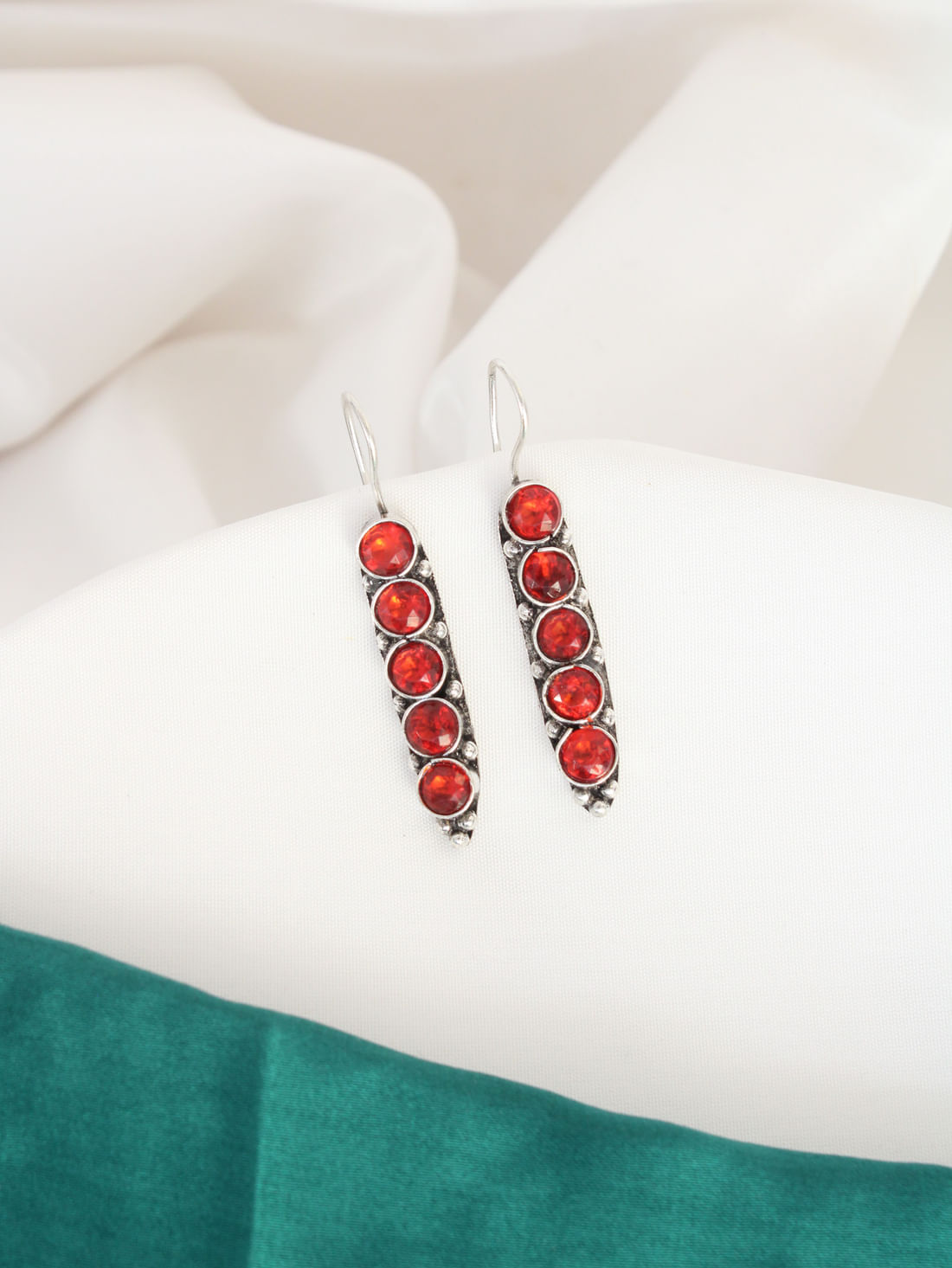 Red Color Oxidised Earrings
