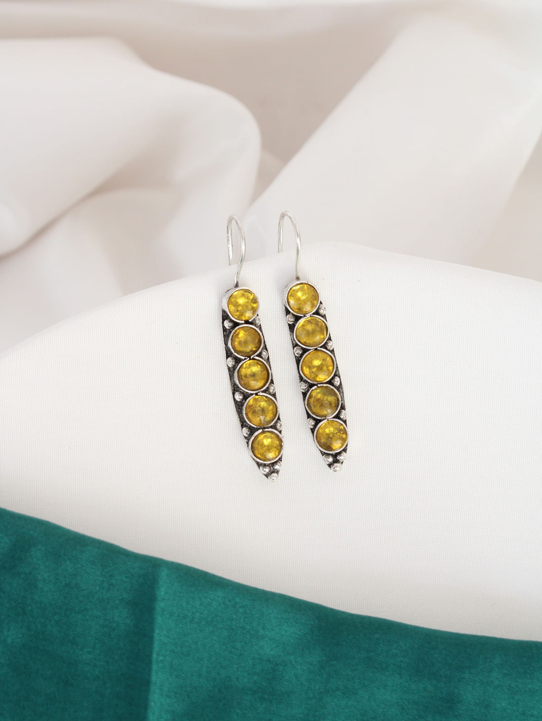 Yellow Color Oxidised Earrings