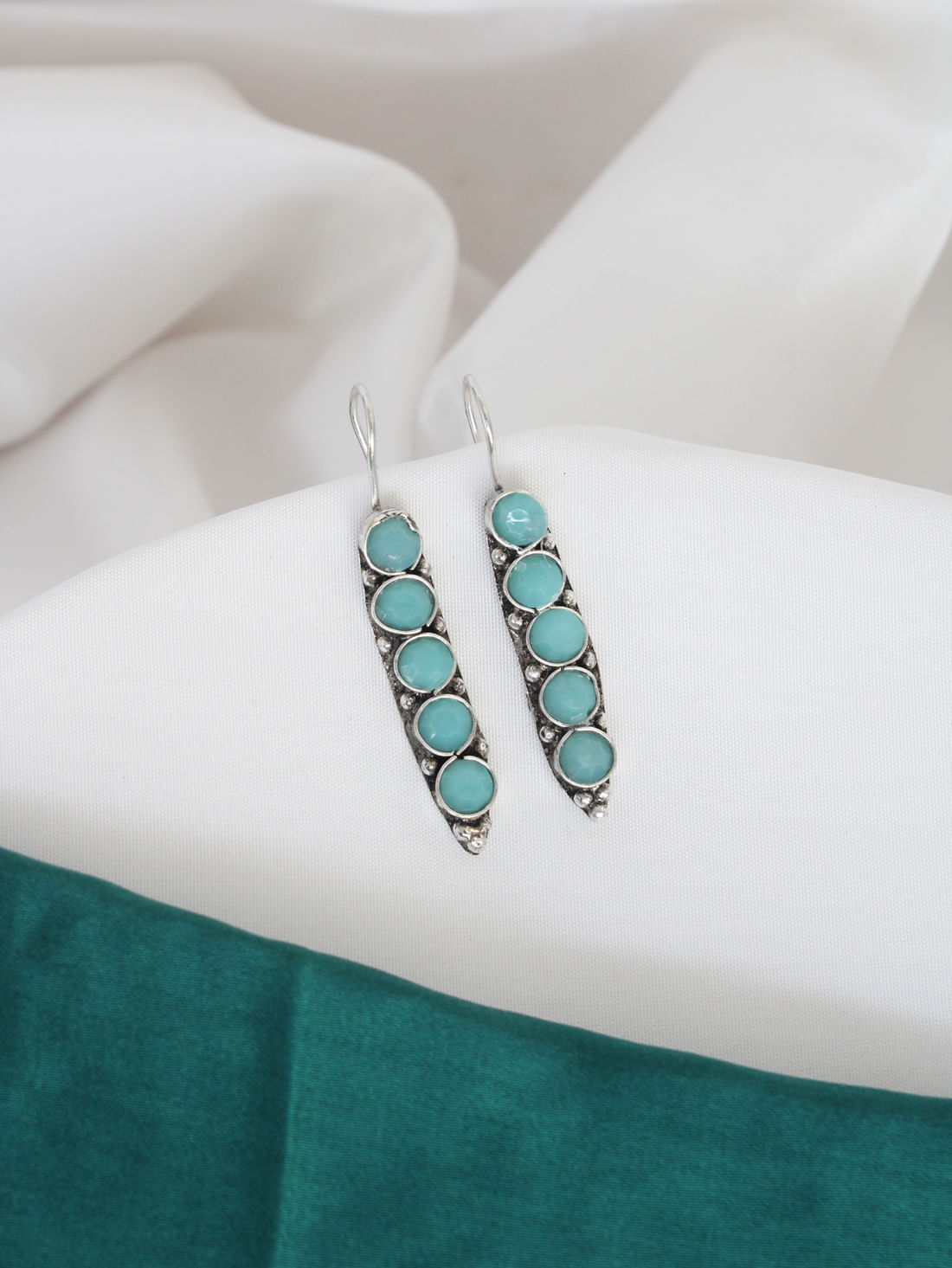 Blue Color Oxidised Earrings