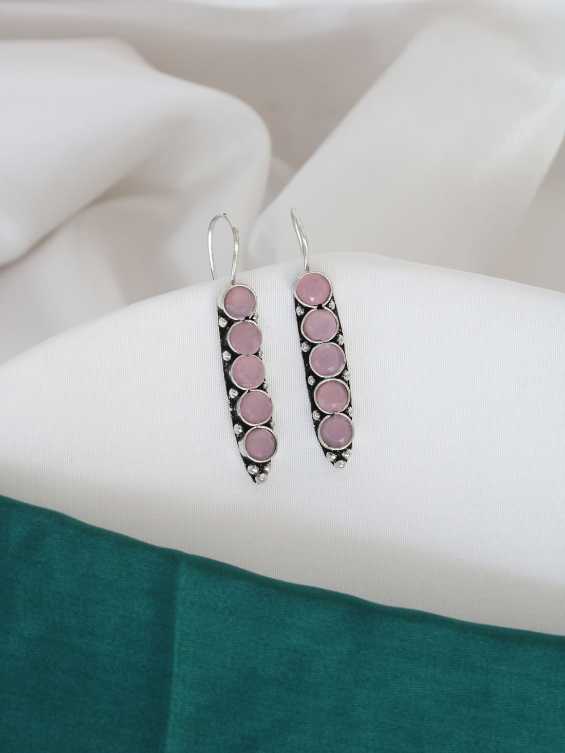 Light Pink Color Oxidised Earrings