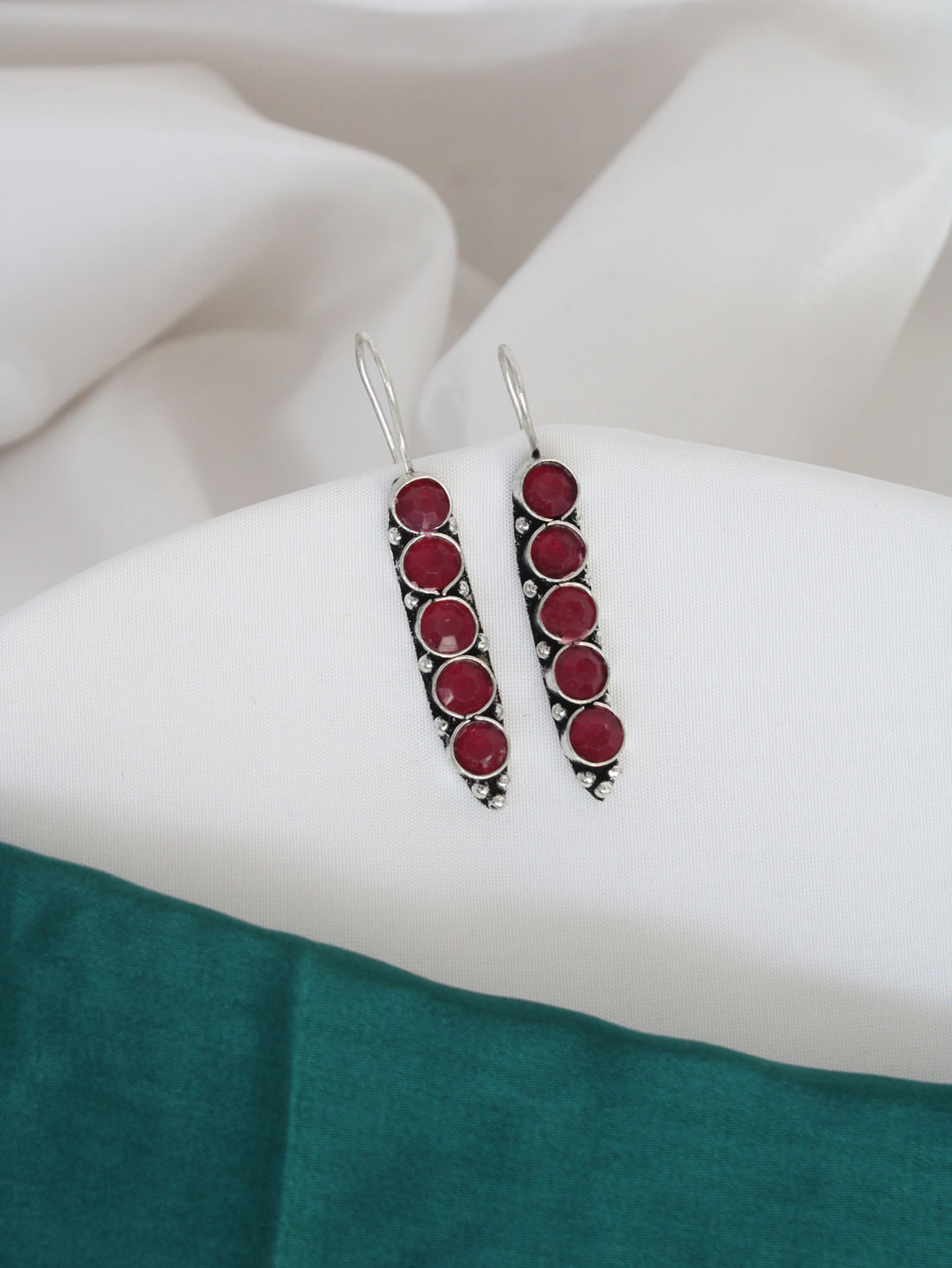 Pink Color Oxidised Earrings