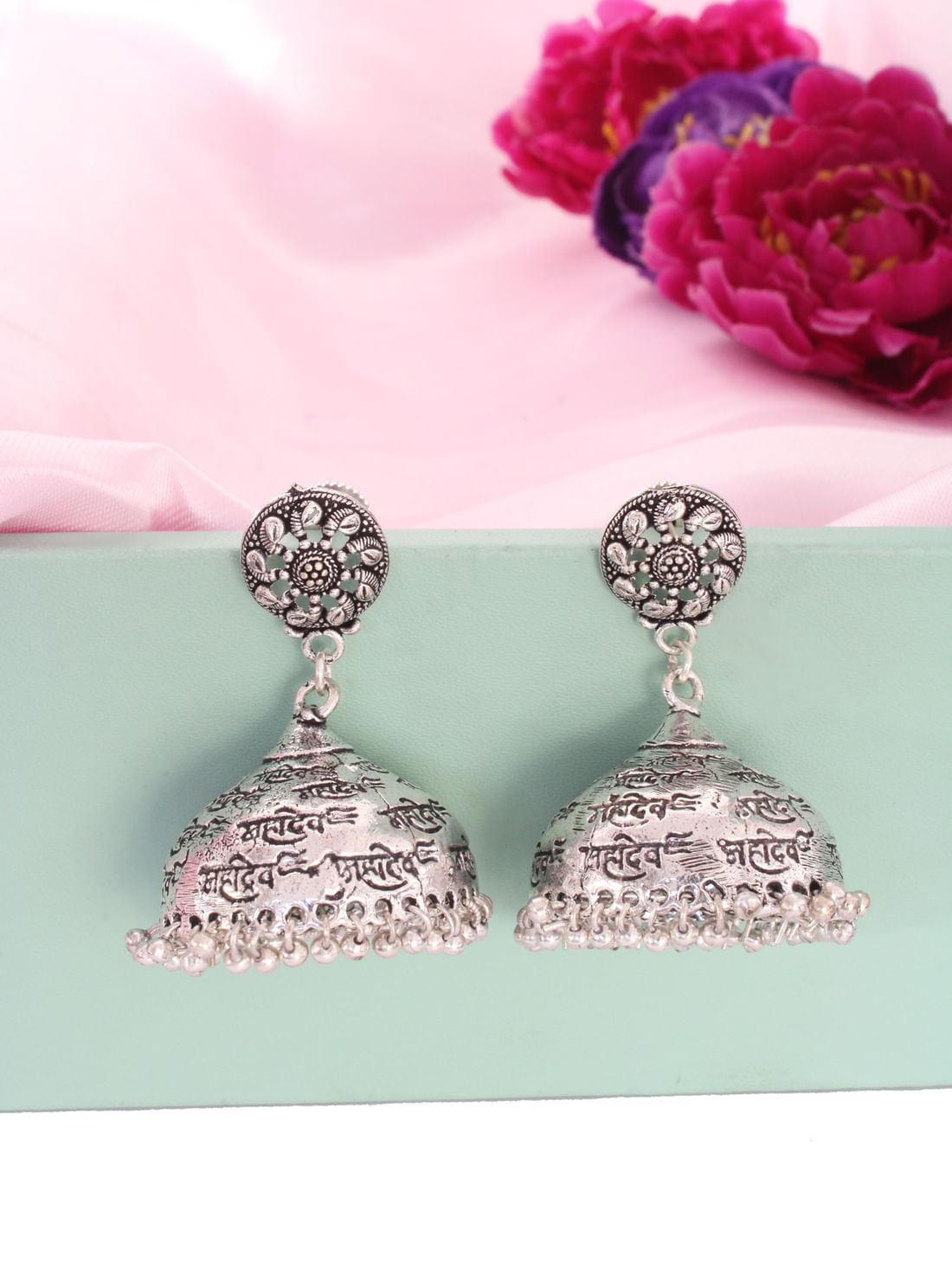 Silver Color Oxidised Earrings