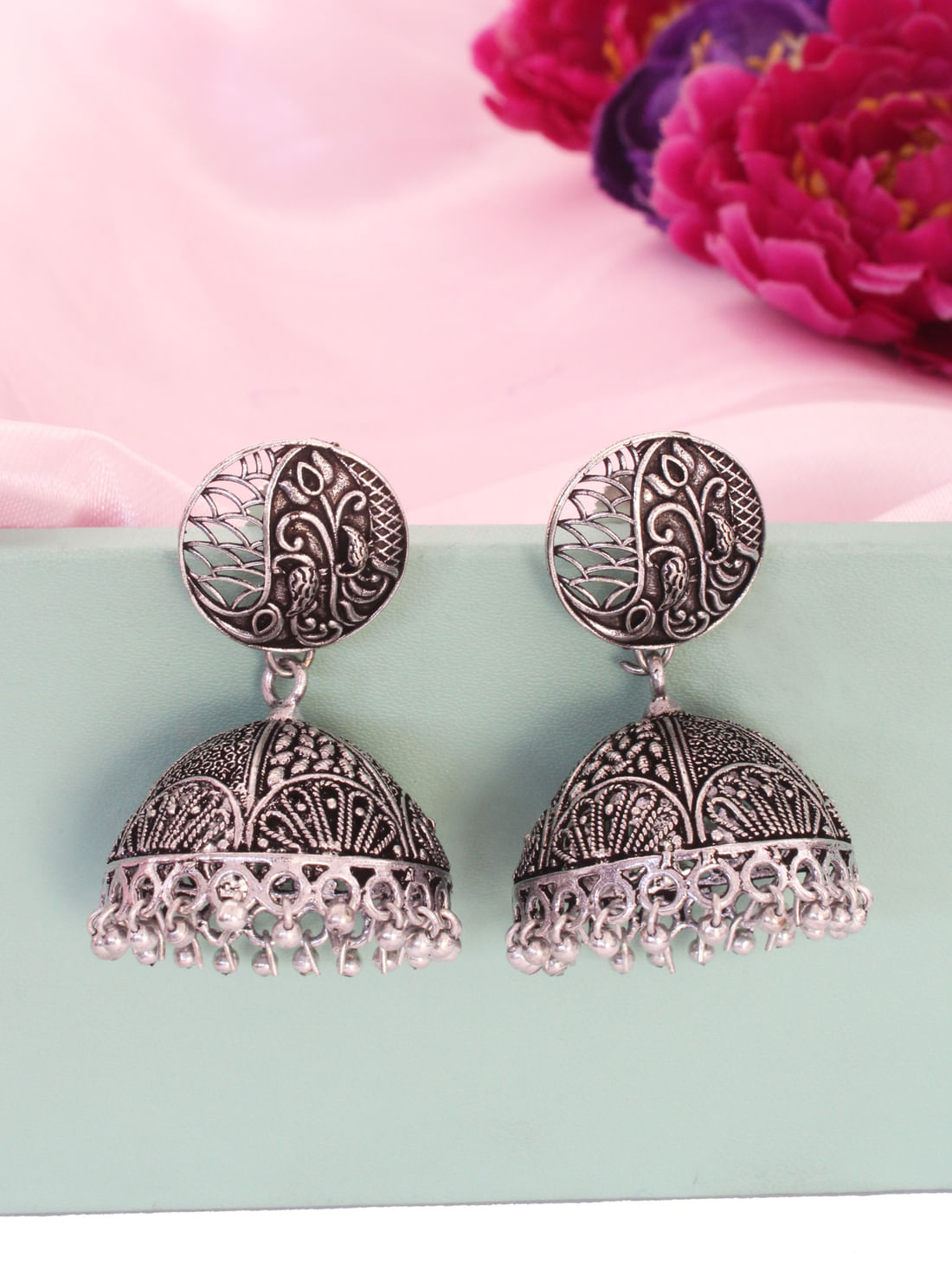 Black Color Oxidised Earrings