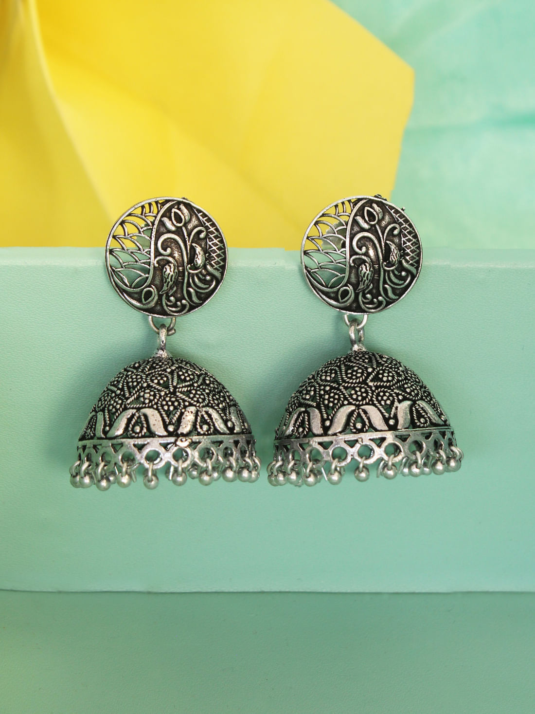 Black Color Oxidised Earrings