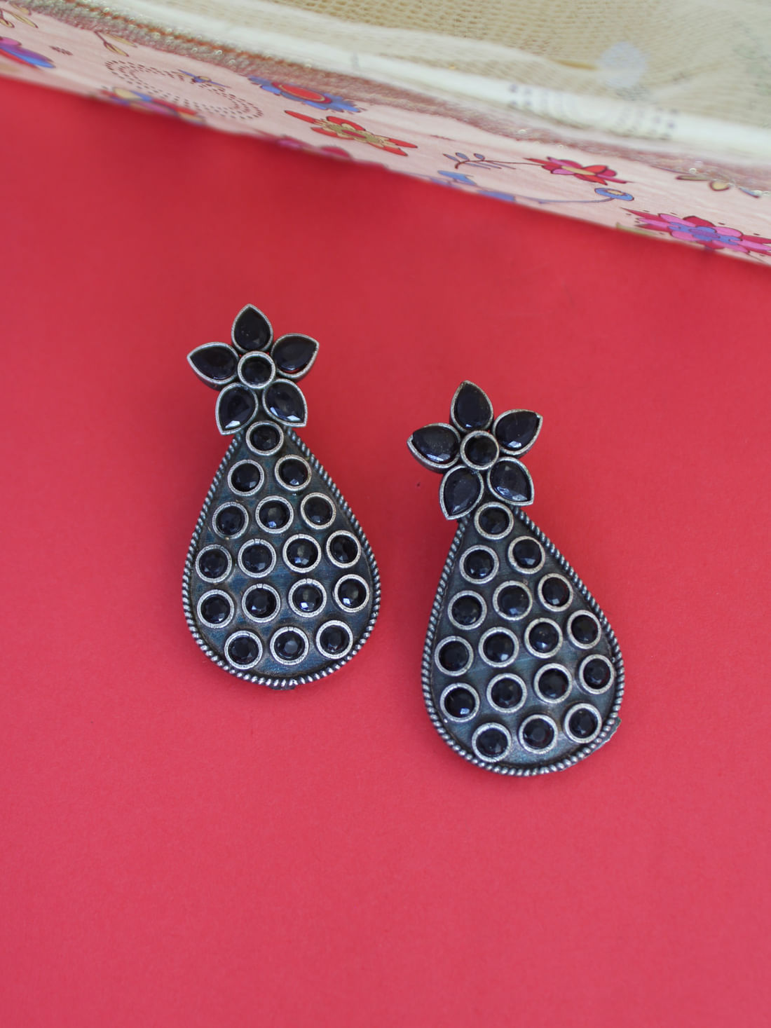 Black Color Oxidised Earrings