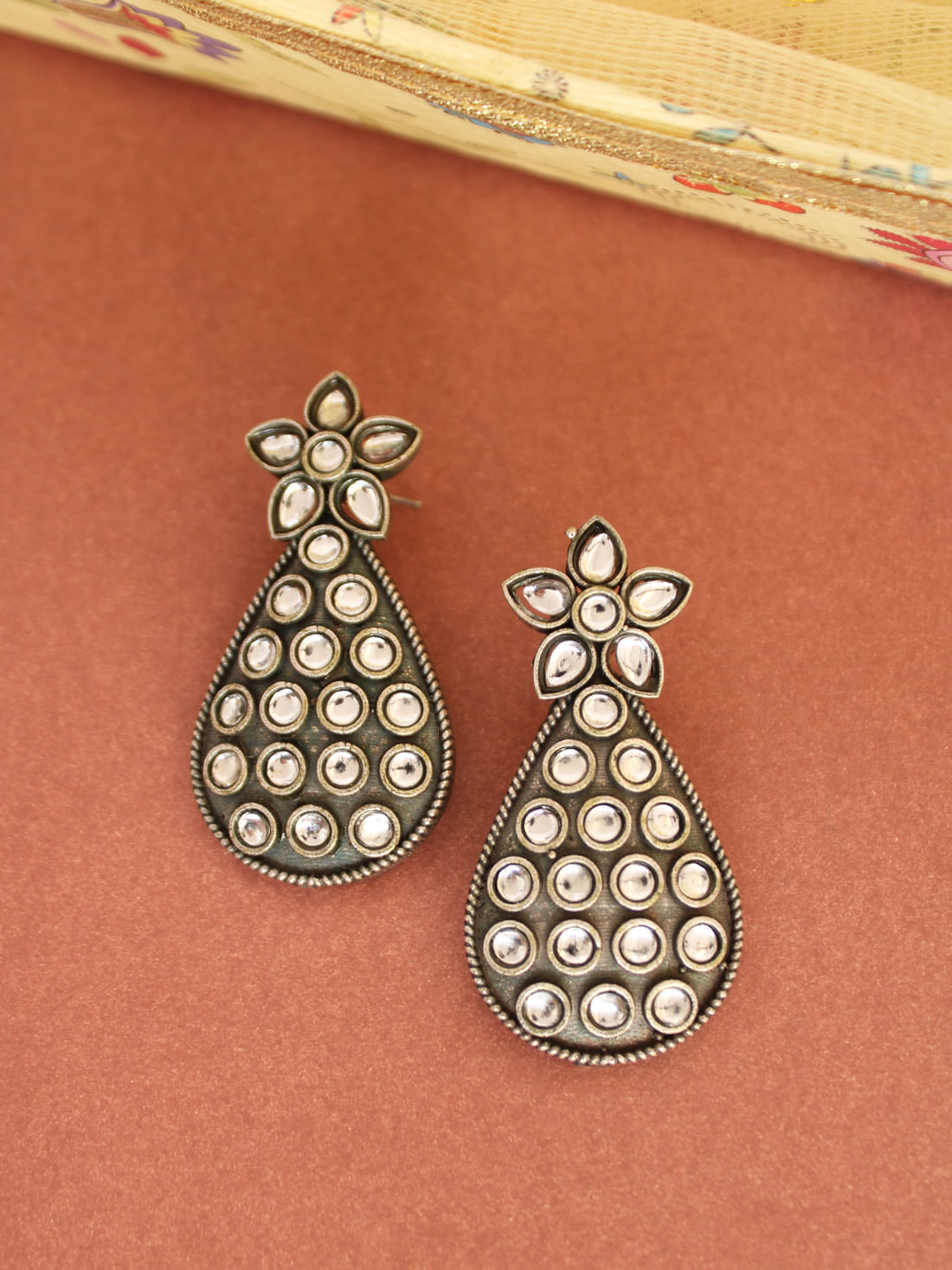 Silver Color Oxidised Earrings