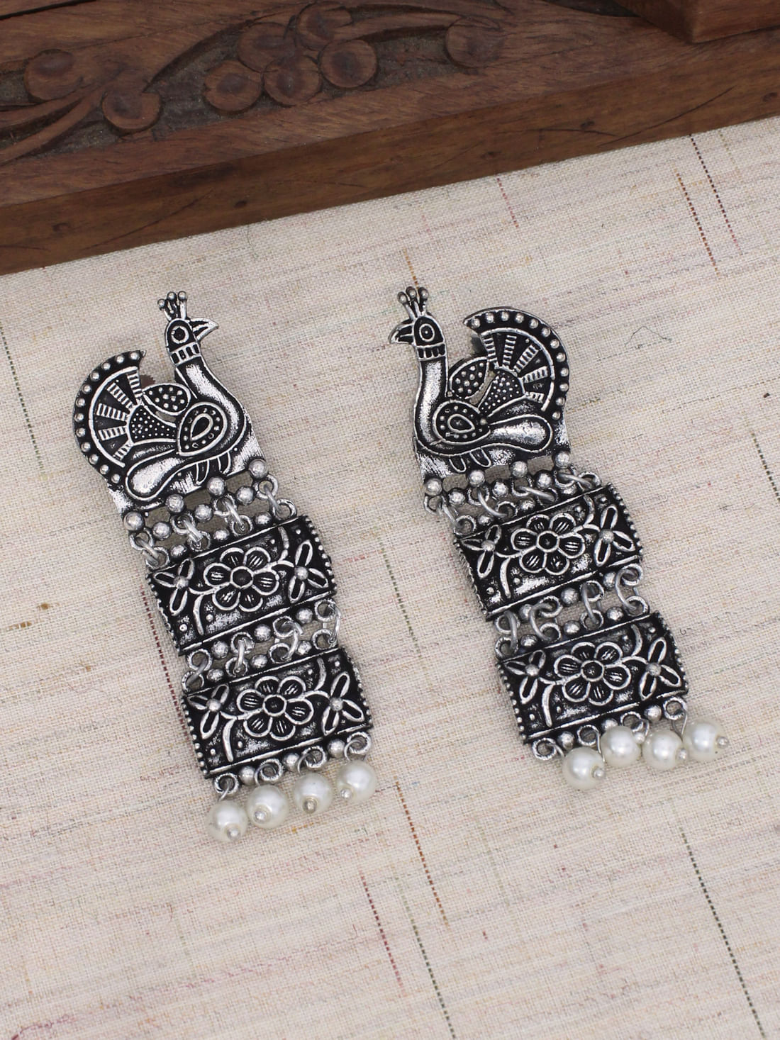 Black Color Oxidised Earrings