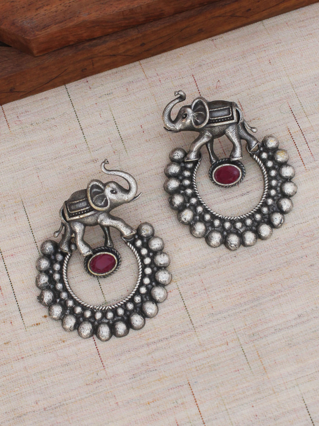 Silver Color Oxidised Earrings