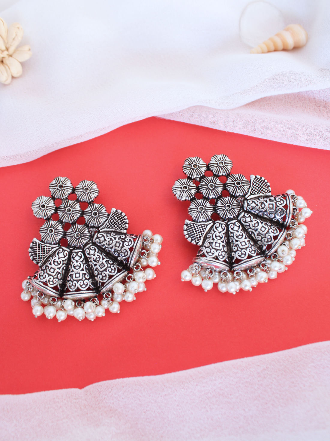 Silver Color Oxidised Earrings