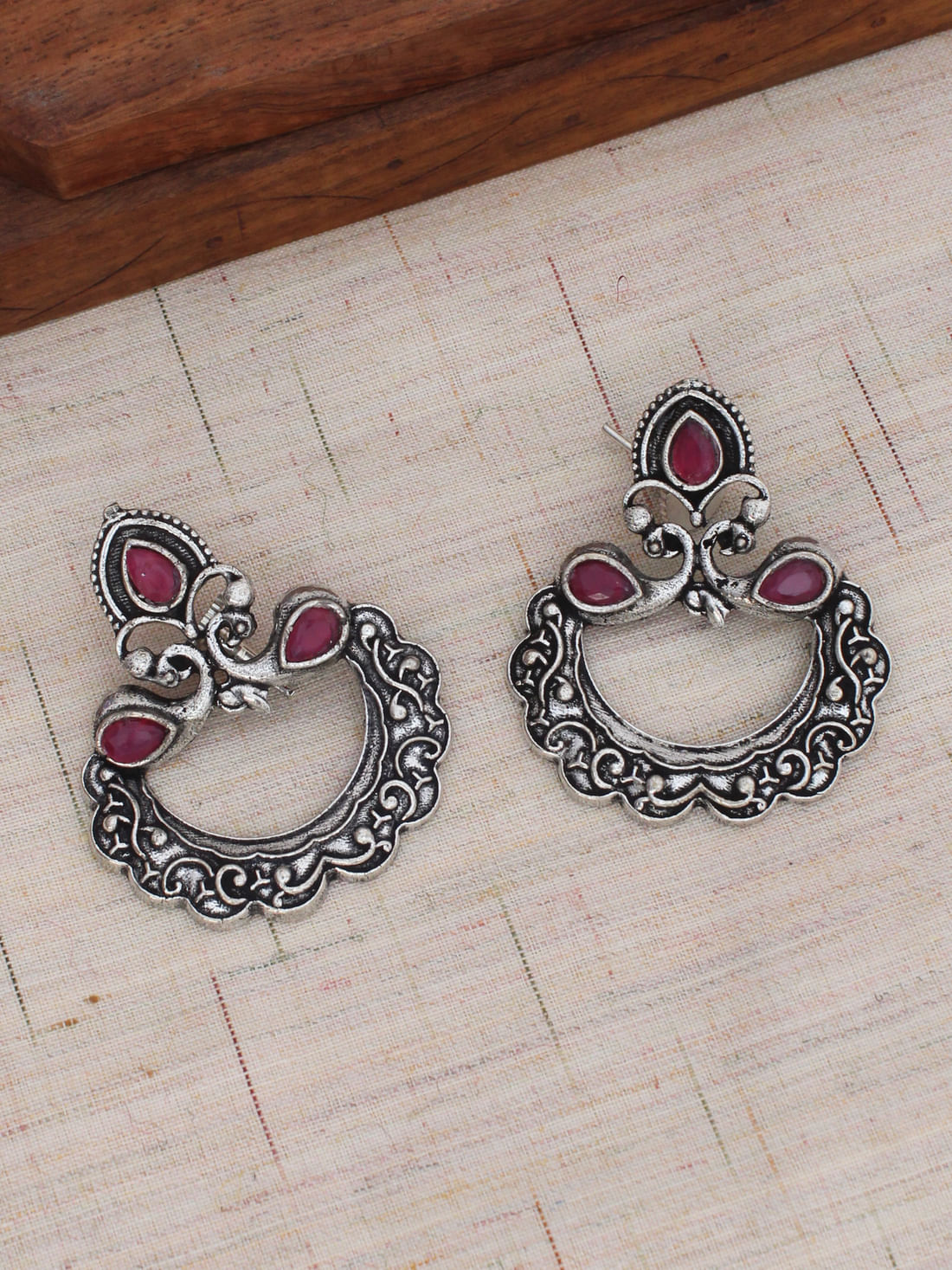 Silver Color Oxidised Earrings