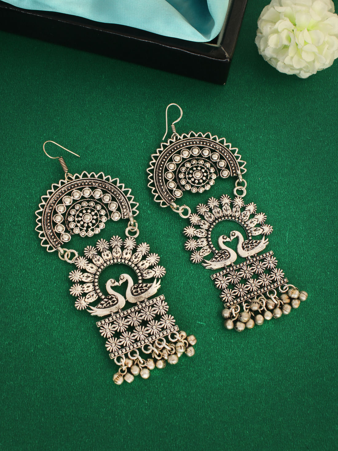 Silver Color Oxidised Earrings