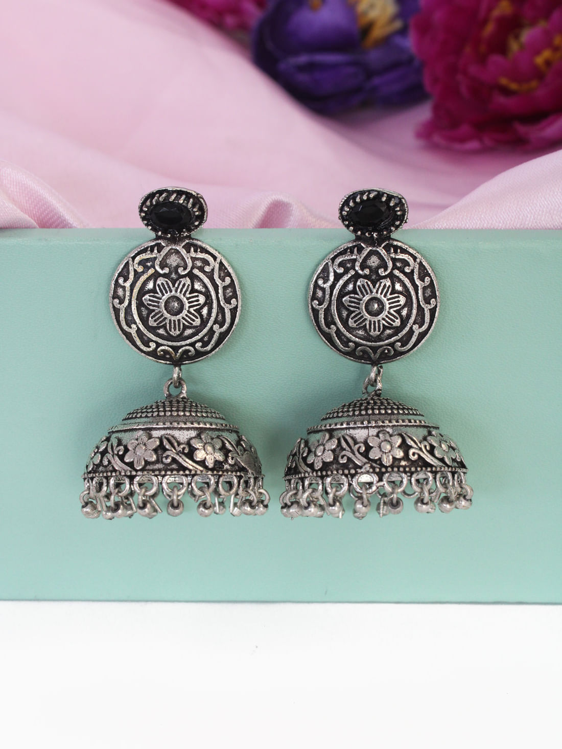Black Color Oxidised Earrings