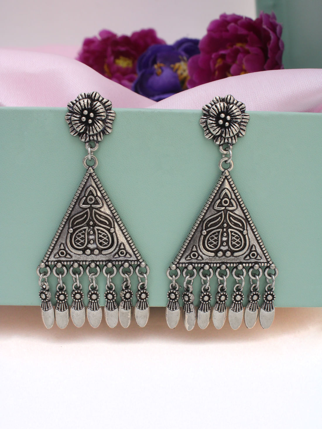 Black Color Oxidised Earrings