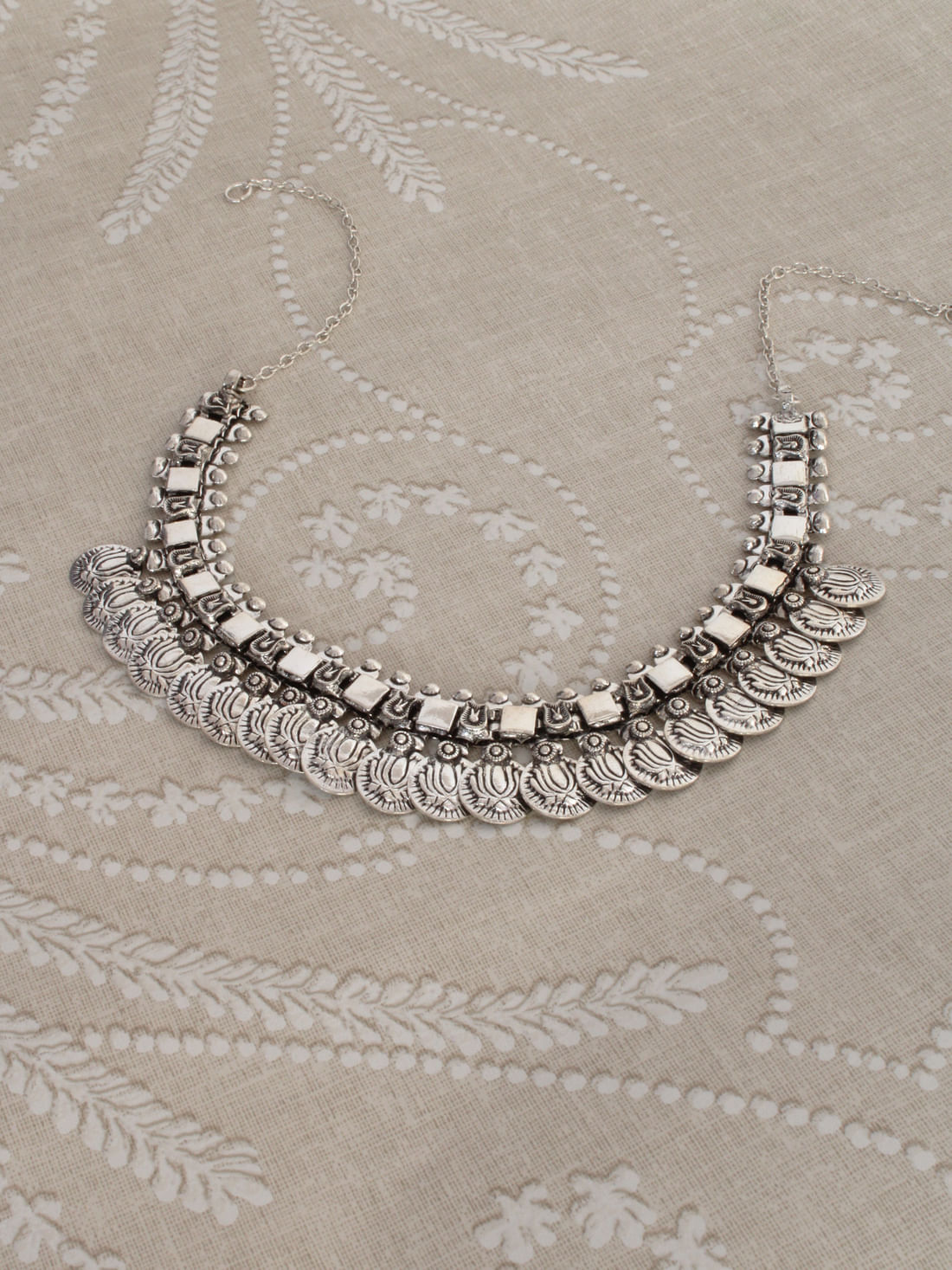 Silver Color Oxidised Necklace