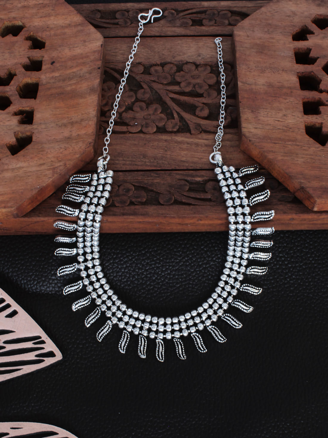 Silver Color Oxidised Necklace
