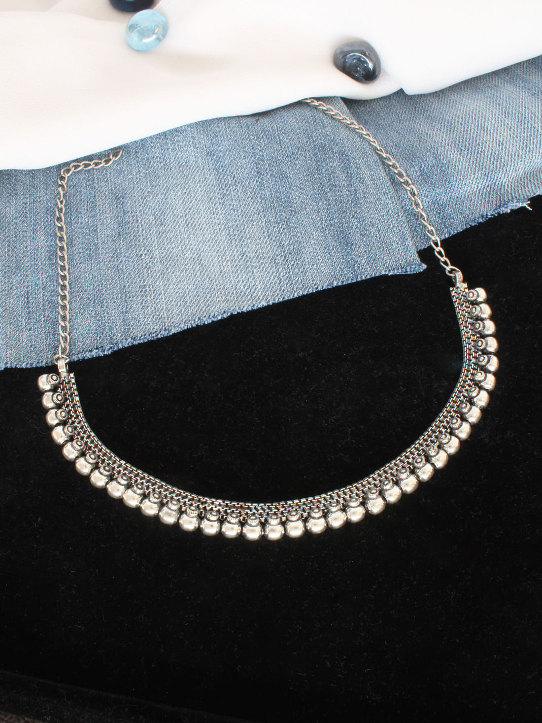 Silver Color Oxidised Necklace