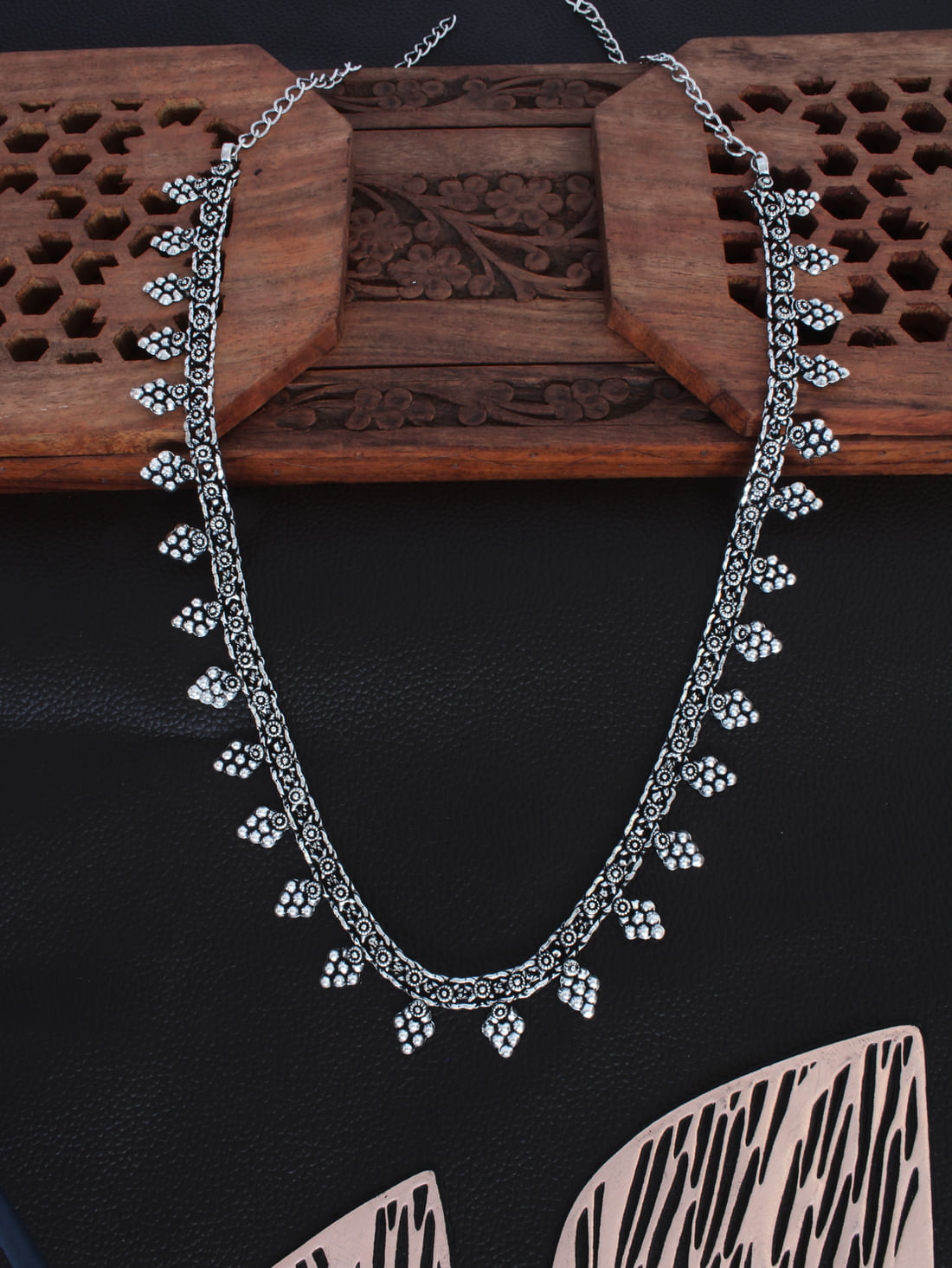 Silver Color Oxidised Necklace