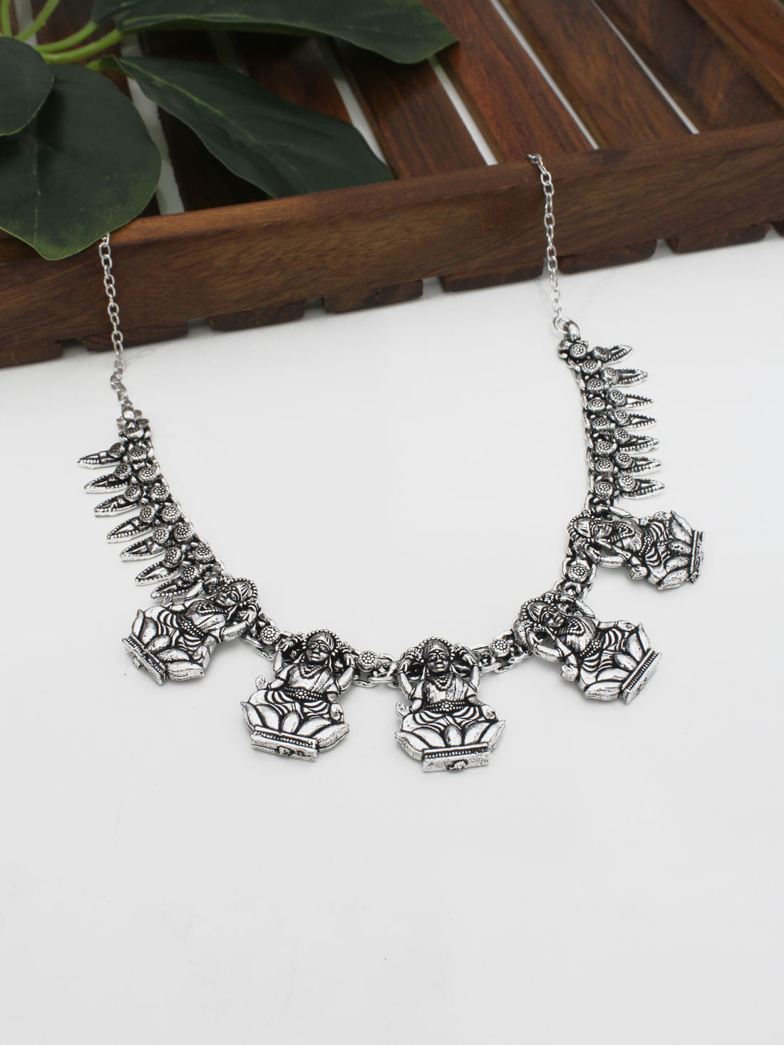 Silver Color Oxidised Necklace