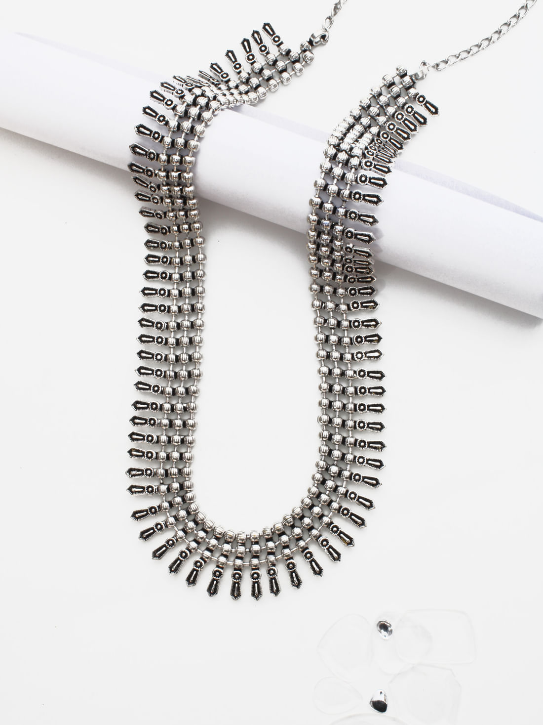 Silver Color Oxidised Necklace