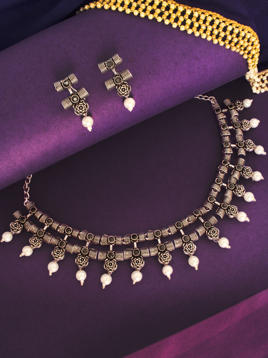 Black Color Oxidised Necklace