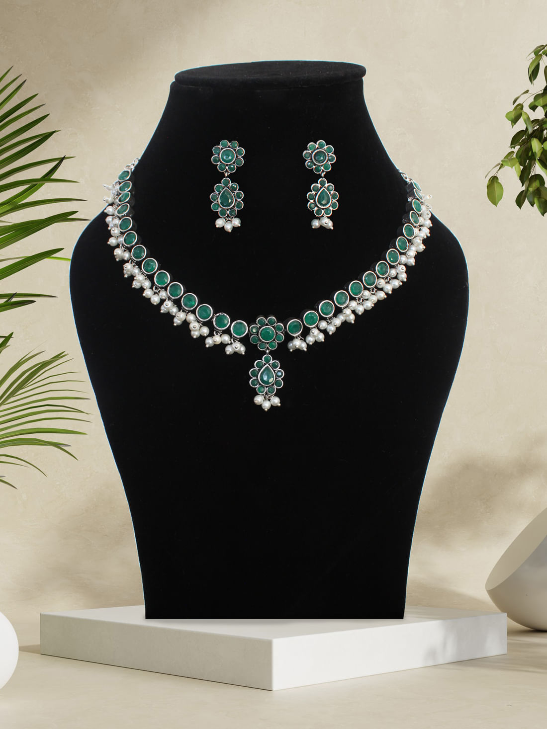 Green Color Oxidised Necklace