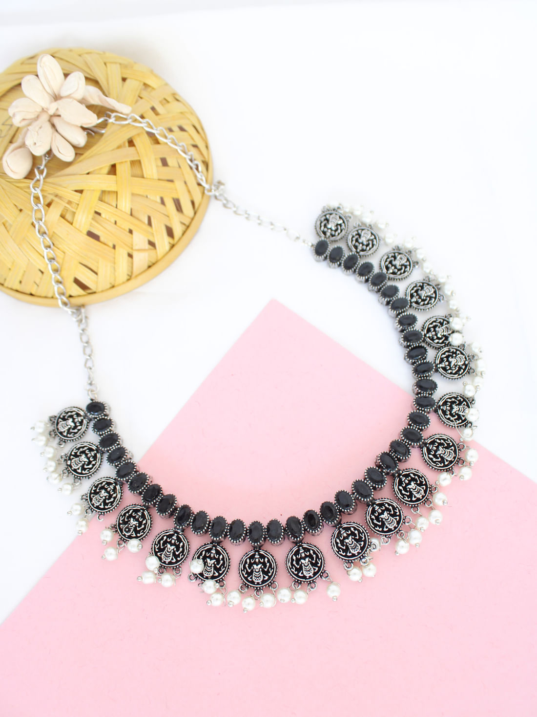 Black Color Oxidised Necklace