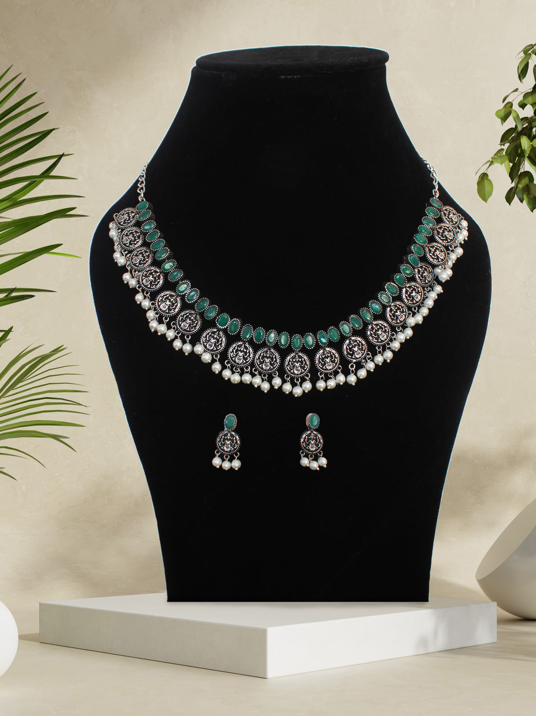 Green Color Oxidised Necklace