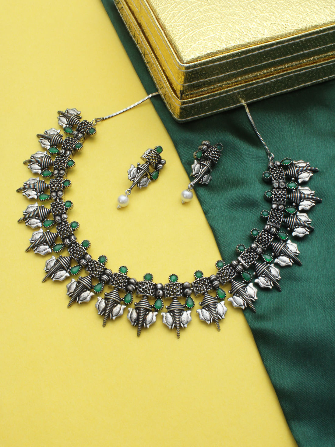 Green Color Oxidised Necklace