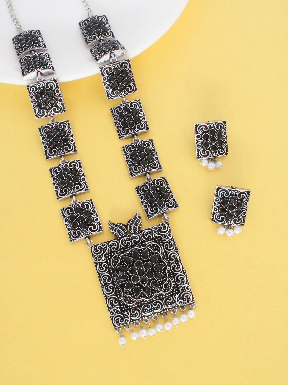 Black Color Oxidised Necklace