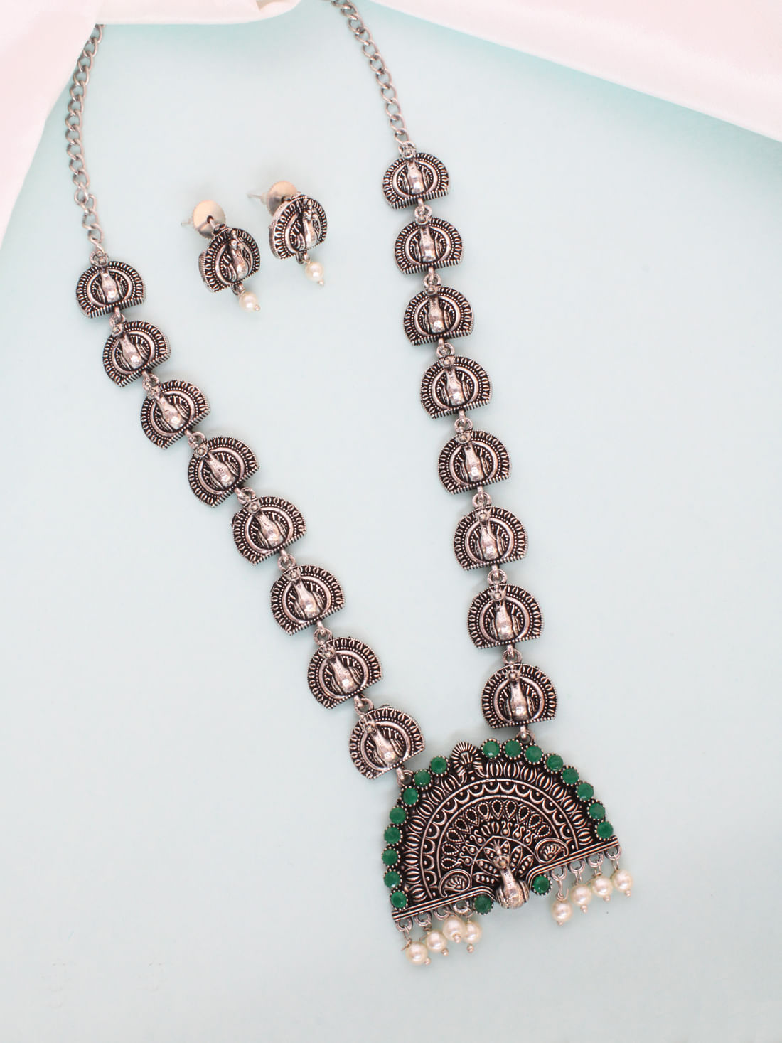 Green Color Oxidised Necklace