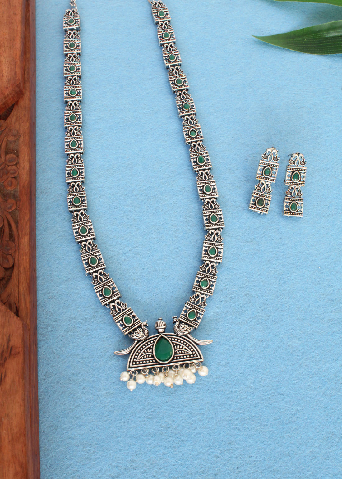 Green Color Oxidised Necklace