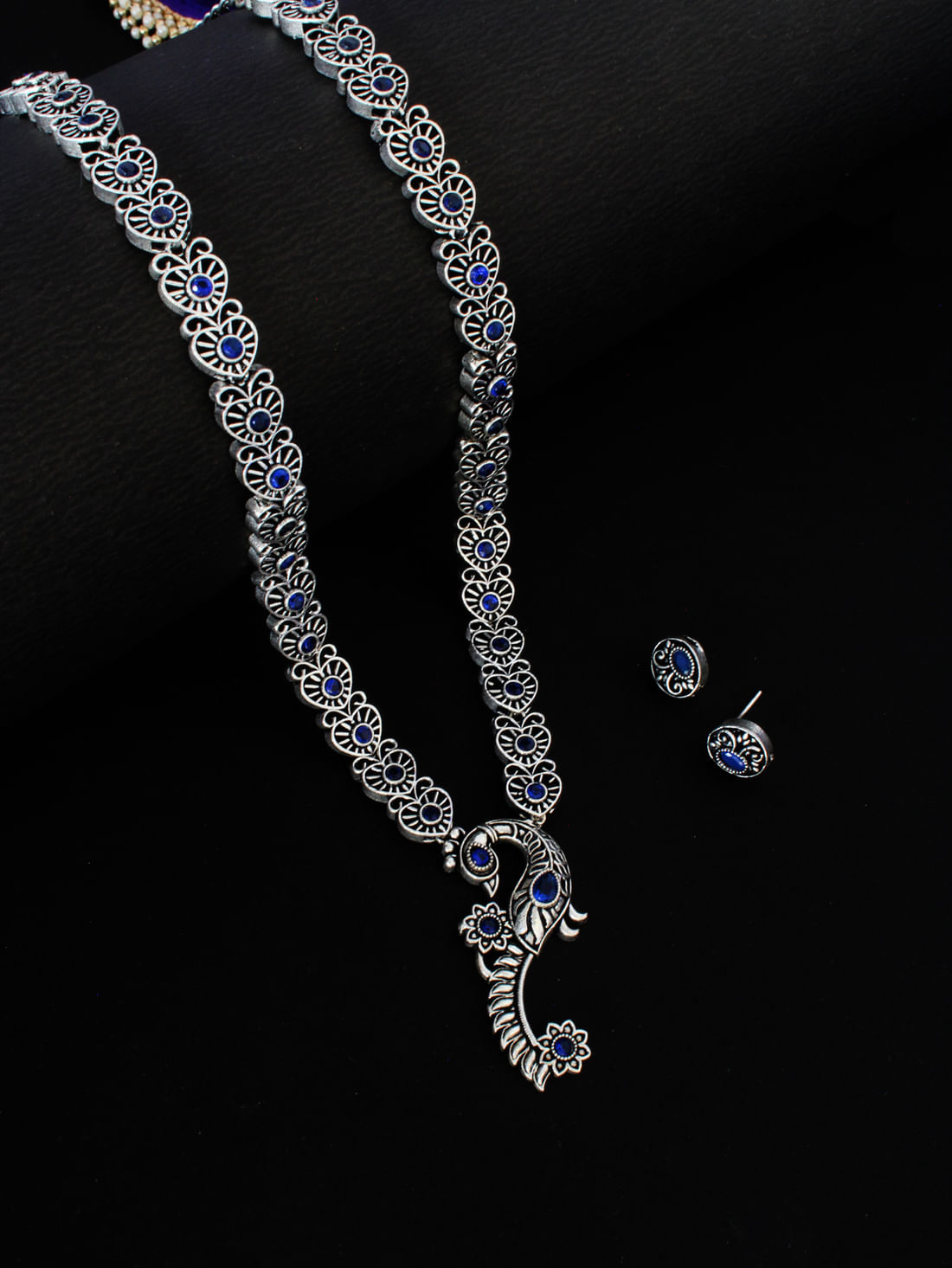 Blue Color Oxidised Necklace