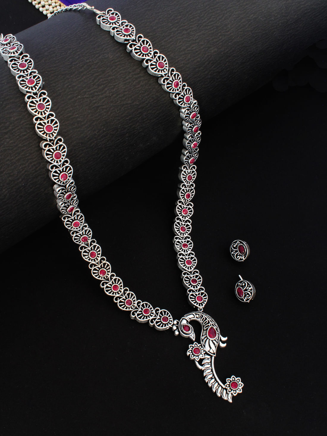 Pink Color Oxidised Necklace