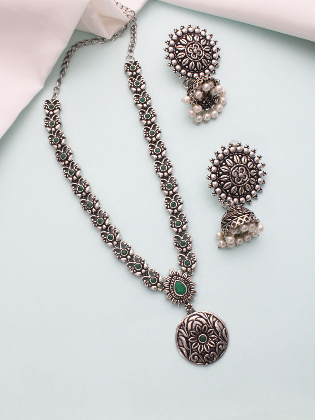 Green Color Oxidised Necklace