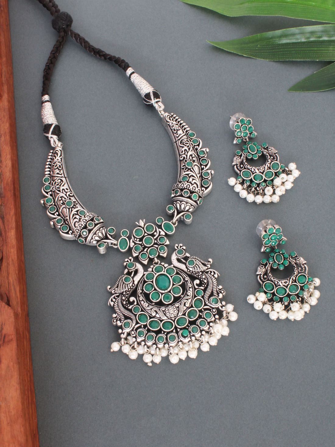 Green Color Oxidised Necklace